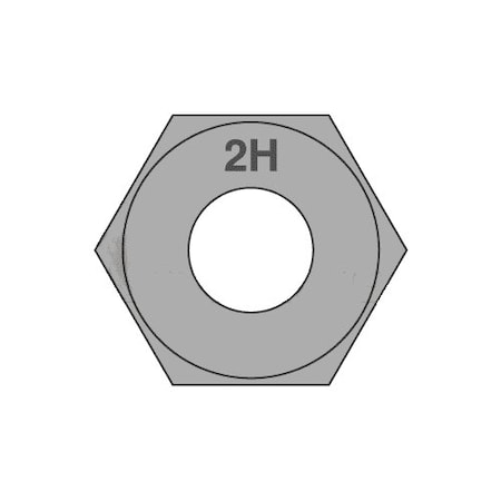 Heavy Hex Nut, 2-1/4-8, Steel, Grade 2H, Plain, 2-13/64 In Ht, 10 PK